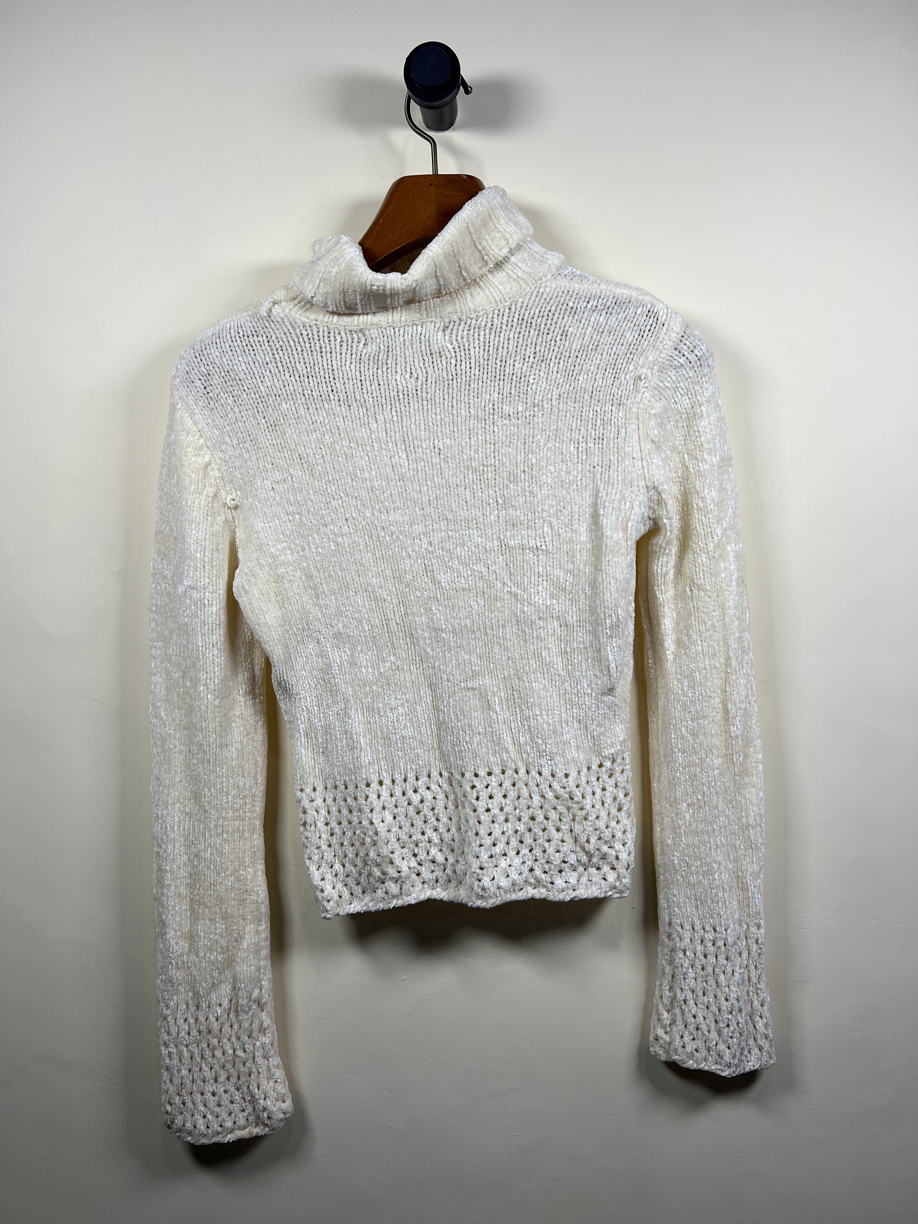 River Blue Turtle Neck Crop Velvet Sweater (Women) (Small)