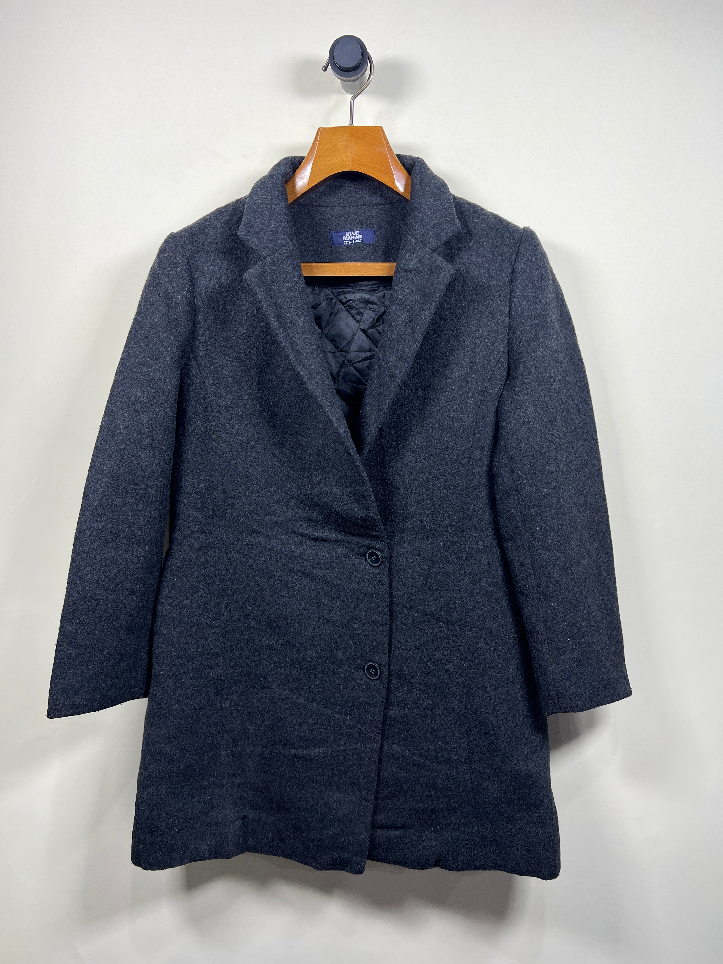Blue Marine Wool Long Coat (Women) (Large/X-Large)