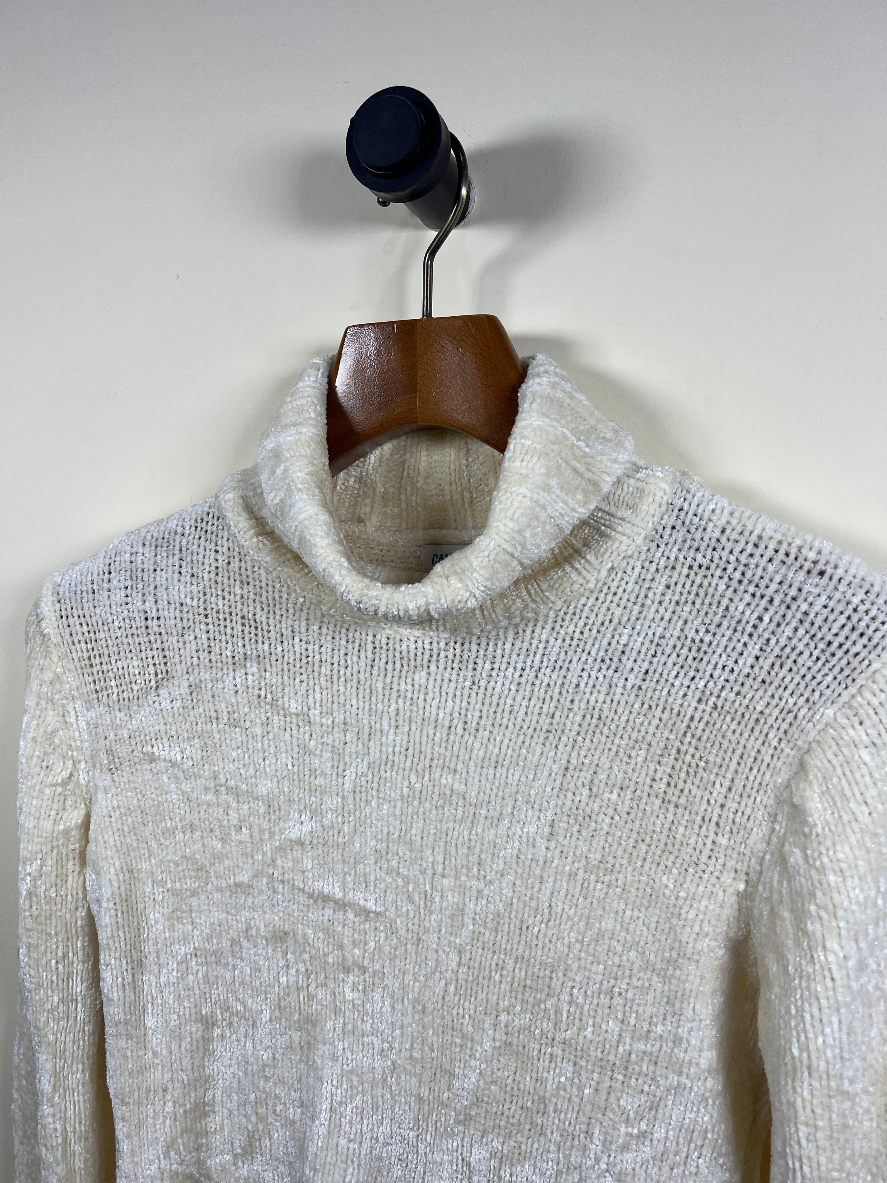 River Blue Turtle Neck Crop Velvet Sweater (Women) (Small)