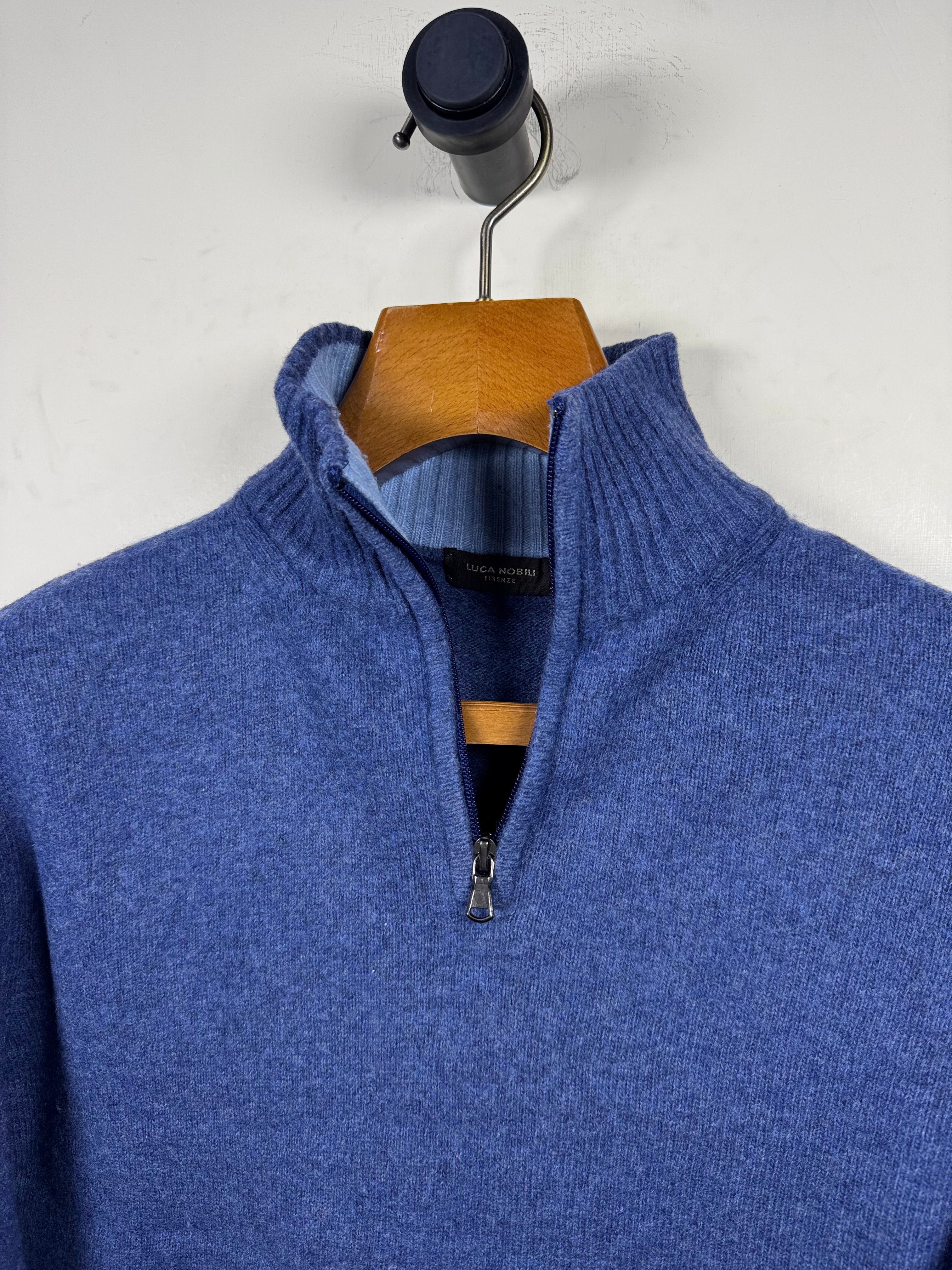 Luca Nobili Lambswool Quarter Zipper Sweater (Medium-Large)
