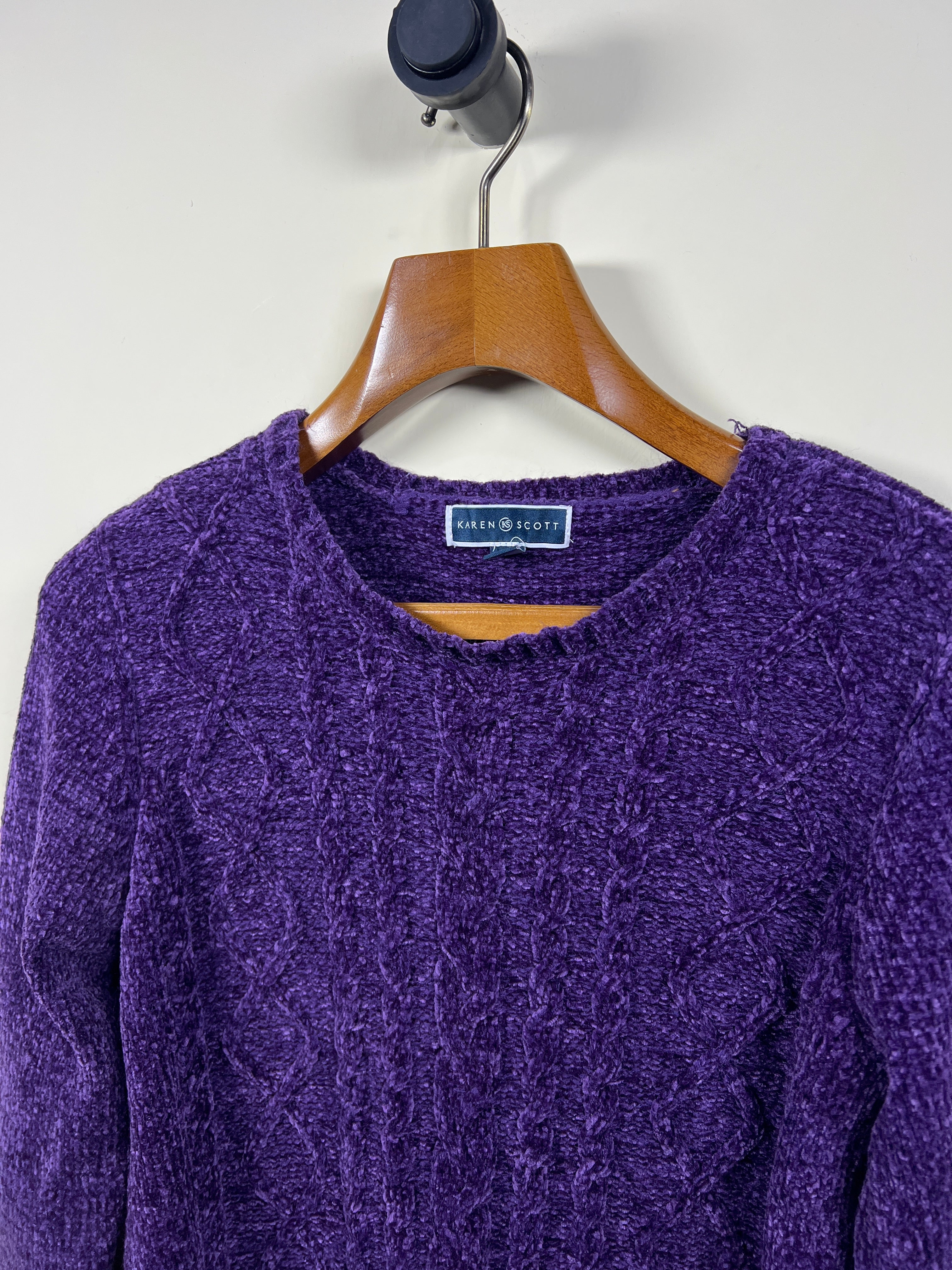 Karen Scott Cable Knitted Velvet Sweater (Women) (Medium)