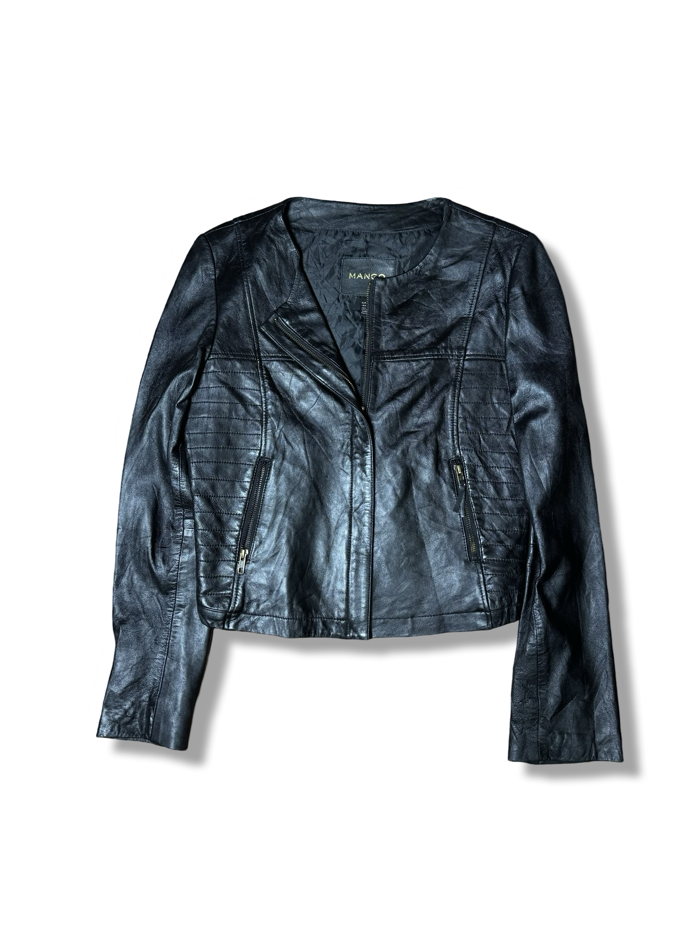 Mango Leather Jacket (F) (Small-Medium)