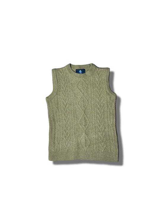 Cable Knit Sleeveless Wool Sweater (F) (Small)