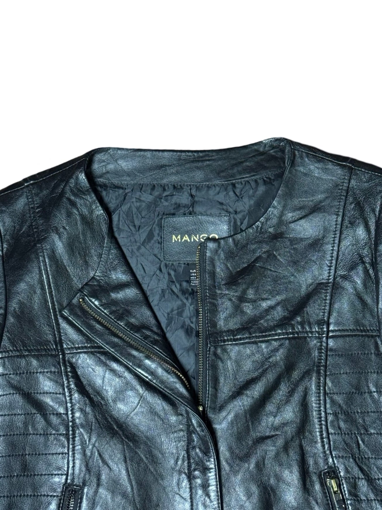 Mango Leather Jacket (F) (Small-Medium)