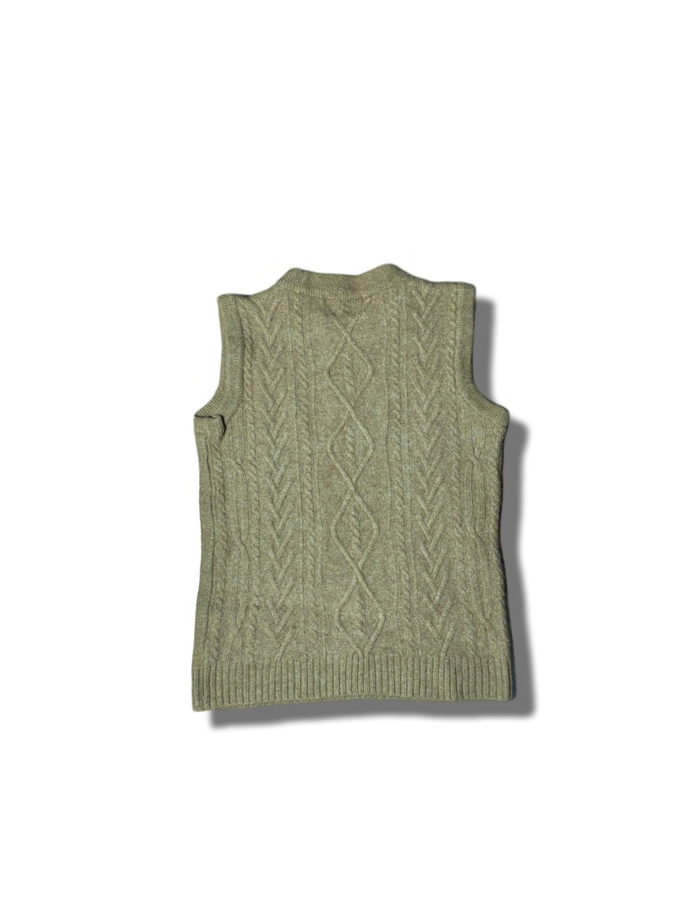 Cable Knit Sleeveless Wool Sweater (F) (Small)