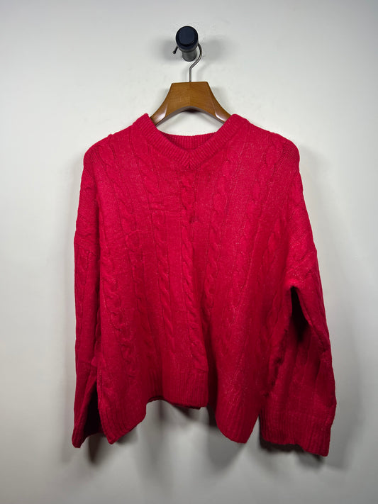 Lambswool Cable Knitted Sweater (Women) (Large/X-Large)