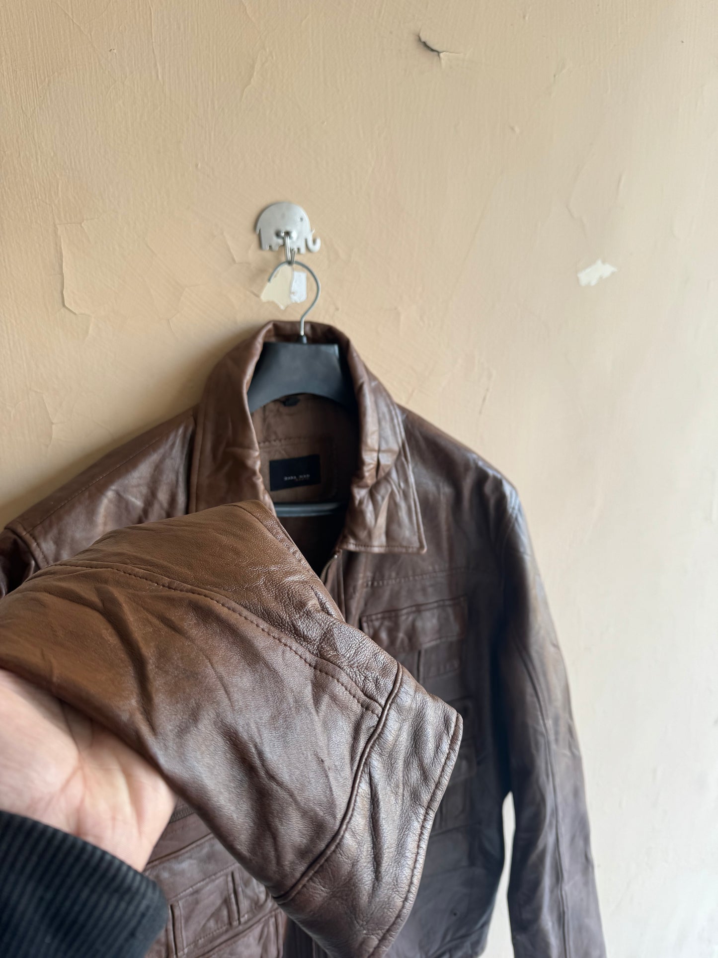 Zara Man Leather Jacket (Large)