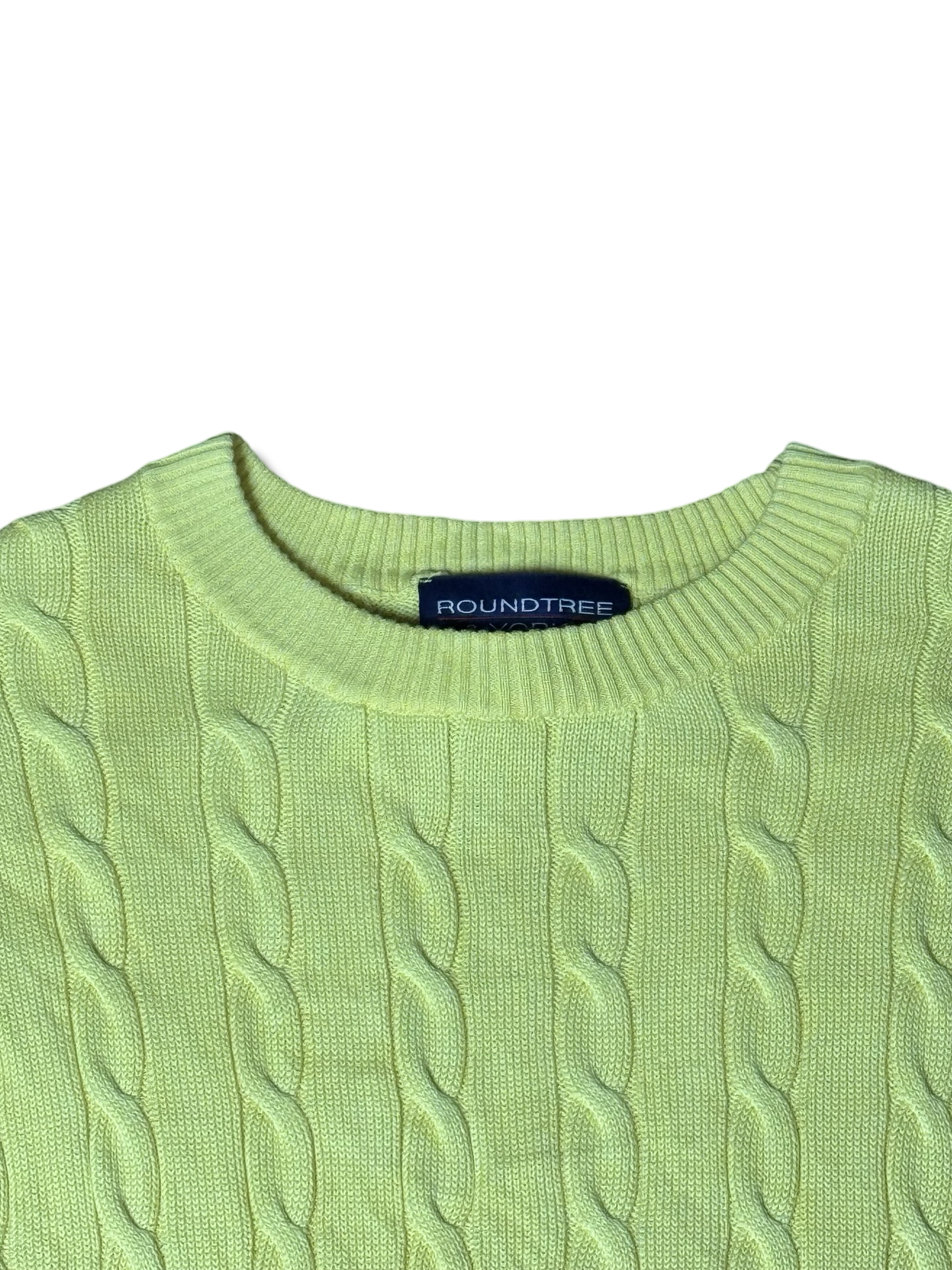 Round Tree York Cable Knit Wool Sweater (Medium)