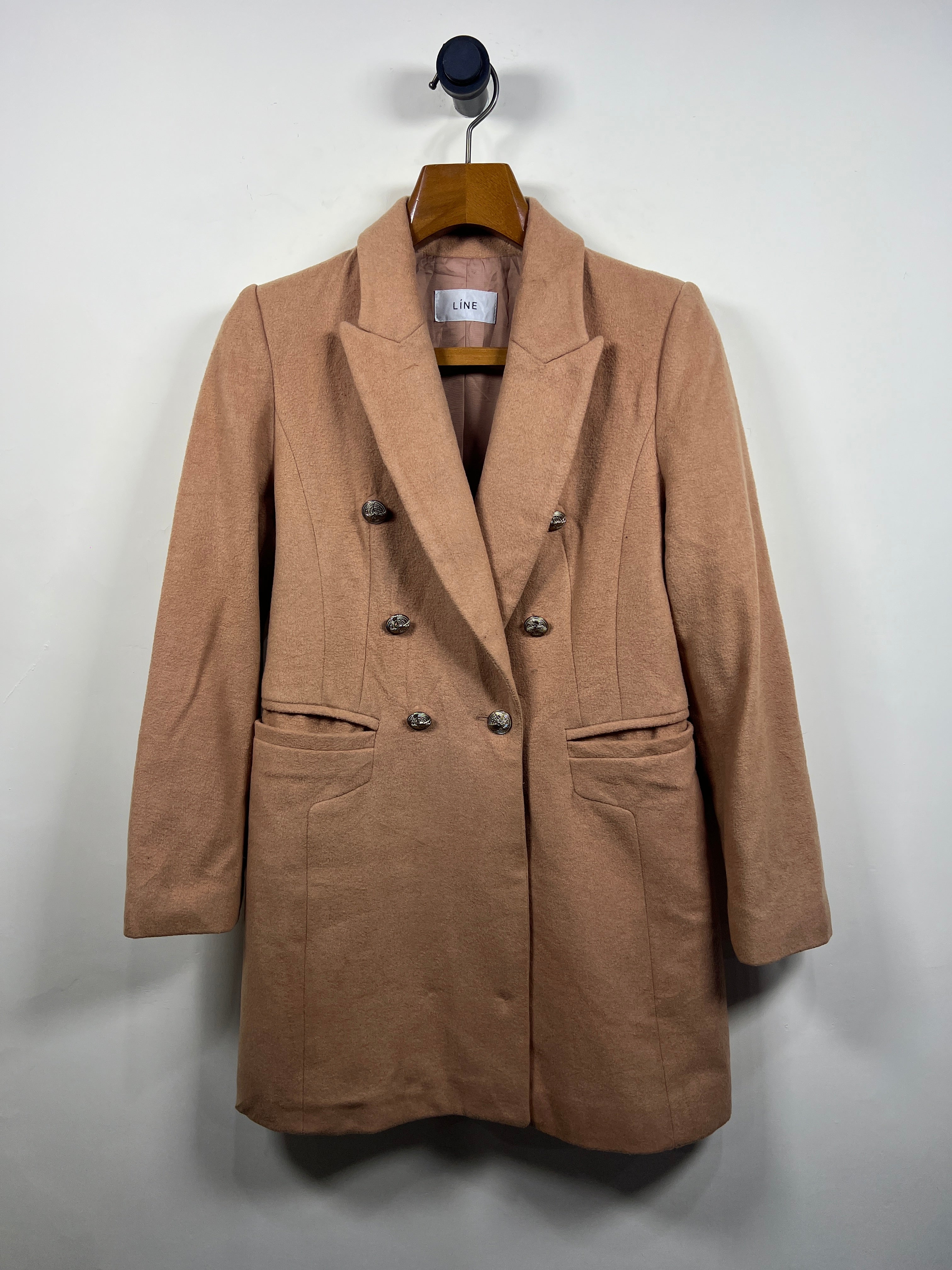Line Wool Long Coat (Women) (Medium)
