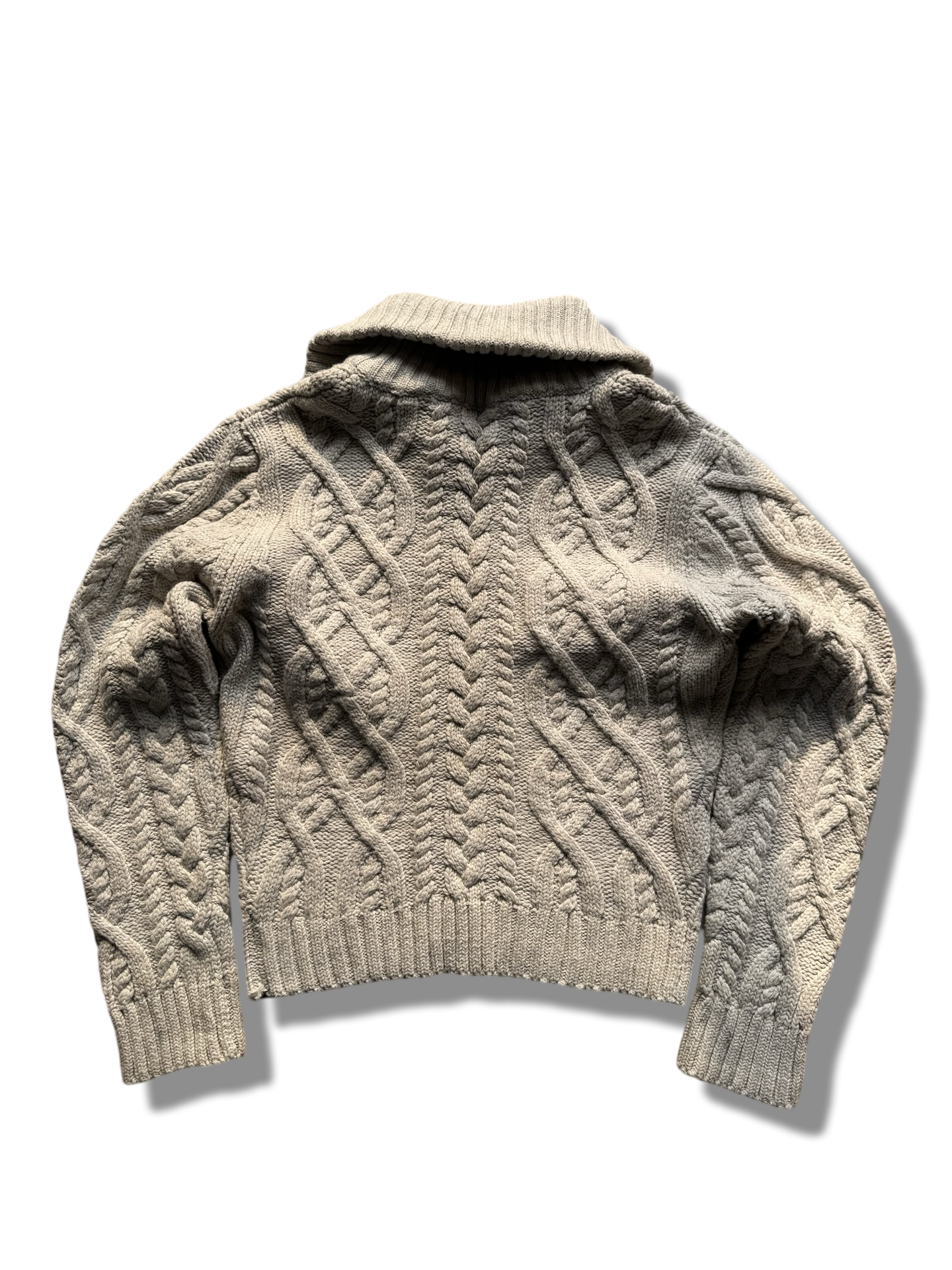 Old Money Cable Knitted Zipper Sweater (Medium)