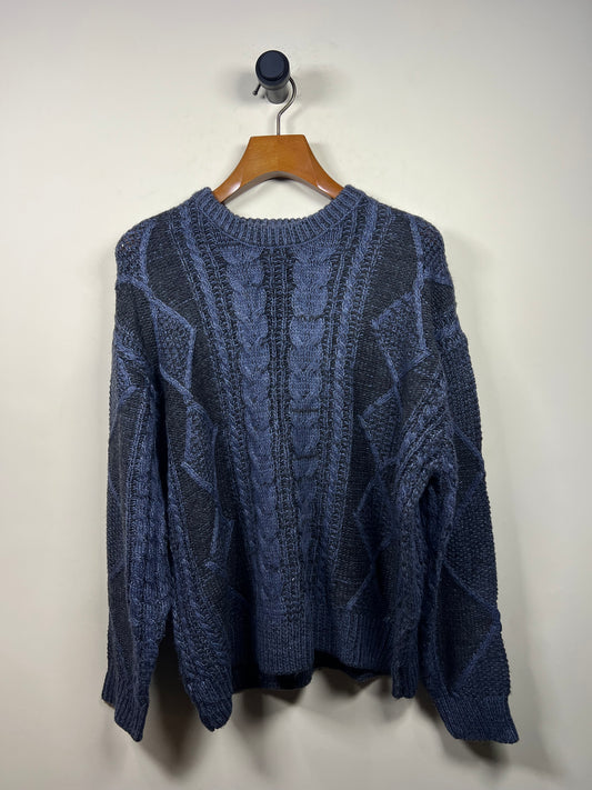 Code Graphy Cable Knitted Oversized Sweater (Women) (XX-Large)