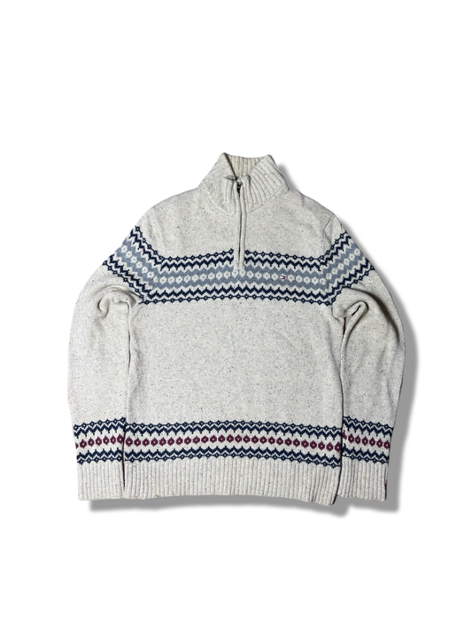 Tommy Hilfiger Old Money Knitted Wool Zipper Sweater (Medium)