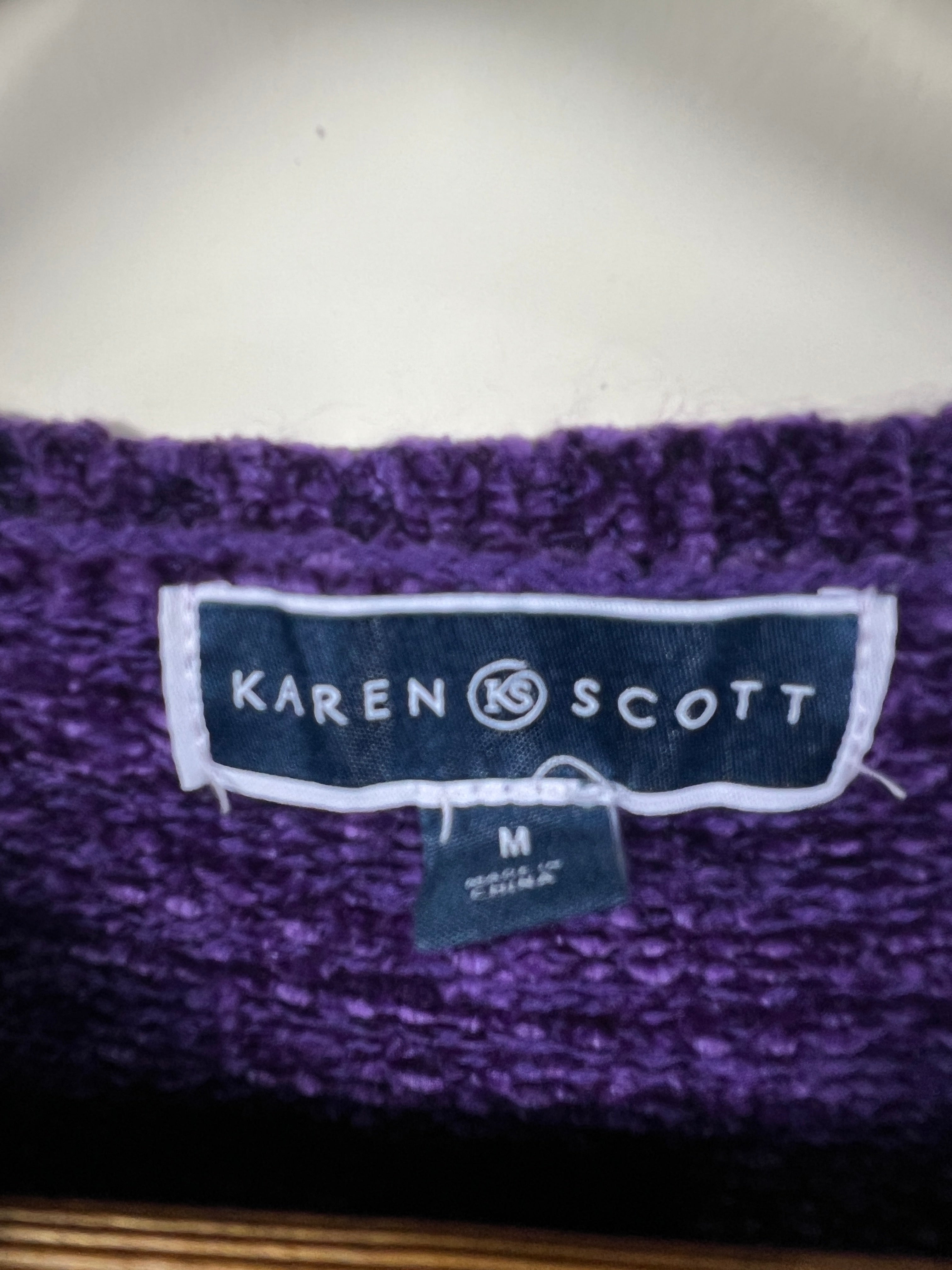 Karen Scott Cable Knitted Velvet Sweater (Women) (Medium)